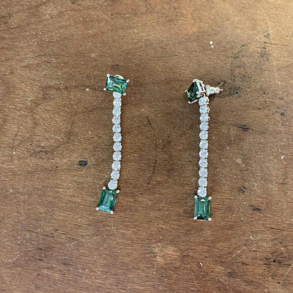 Swarovski Mesmera Drop Earrings With Green Crystal Squares | Excellent Condition - Picture 2 of 7